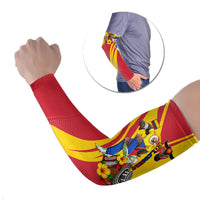 Personalized Colombia Football Vulture Mascot Arm Sleeves Vibrant Barranquilla Carnival Style - Vueltiao Hat And Accordion