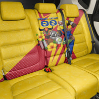 Personalized Colombia Football Vulture Mascot Back Car Seat Cover Vibrant Barranquilla Carnival Style - Vueltiao Hat And Accordion