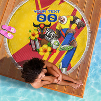 Personalized Colombia Football Vulture Mascot Beach Blanket Vibrant Barranquilla Carnival Style - Vueltiao Hat And Accordion