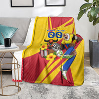 Personalized Colombia Football Vulture Mascot Blanket Vibrant Barranquilla Carnival Style - Vueltiao Hat And Accordion