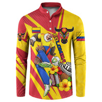 Personalized Colombia Football Vulture Mascot Button Sweatshirt Vibrant Barranquilla Carnival Style - Vueltiao Hat And Accordion