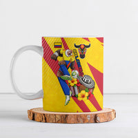Personalized Colombia Football Vulture Mascot Ceramic Mug Vibrant Barranquilla Carnival Style - Vueltiao Hat And Accordion