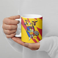 Personalized Colombia Football Vulture Mascot Ceramic Mug Vibrant Barranquilla Carnival Style - Vueltiao Hat And Accordion