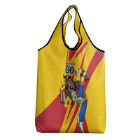 Personalized Colombia Football Vulture Mascot Grocery Bag Vibrant Barranquilla Carnival Style - Vueltiao Hat And Accordion
