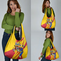 Personalized Colombia Football Vulture Mascot Grocery Bag Vibrant Barranquilla Carnival Style - Vueltiao Hat And Accordion