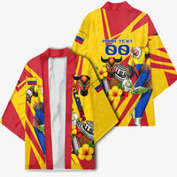 Personalized Colombia Football Vulture Mascot Kimono Vibrant Barranquilla Carnival Style - Vueltiao Hat And Accordion