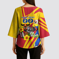 Personalized Colombia Football Vulture Mascot Kimono Sleeve Blouse Vibrant Barranquilla Carnival Style - Vueltiao Hat And Accordion