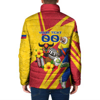 Personalized Colombia Football Vulture Mascot Padded Jacket Vibrant Barranquilla Carnival Style - Vueltiao Hat And Accordion