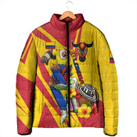 Personalized Colombia Football Vulture Mascot Padded Jacket Vibrant Barranquilla Carnival Style - Vueltiao Hat And Accordion