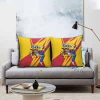Personalized Colombia Football Vulture Mascot Pillow Cover Vibrant Barranquilla Carnival Style - Vueltiao Hat And Accordion