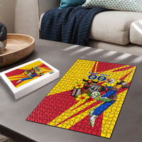 Personalized Colombia Football Vulture Mascot Puzzle Vibrant Barranquilla Carnival Style - Vueltiao Hat And Accordion
