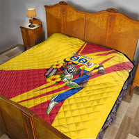 Personalized Colombia Football Vulture Mascot Quilt Vibrant Barranquilla Carnival Style - Vueltiao Hat And Accordion