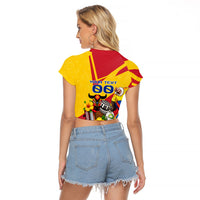 Personalized Colombia Football Vulture Mascot Raglan Cropped T Shirt Vibrant Barranquilla Carnival Style - Vueltiao Hat And Accordion