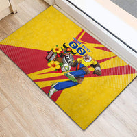 Personalized Colombia Football Vulture Mascot Rubber Doormat Vibrant Barranquilla Carnival Style - Vueltiao Hat And Accordion