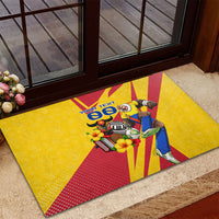 Personalized Colombia Football Vulture Mascot Rubber Doormat Vibrant Barranquilla Carnival Style - Vueltiao Hat And Accordion