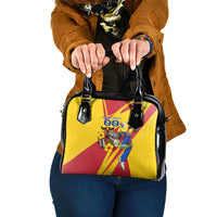 Personalized Colombia Football Vulture Mascot Shoulder Handbag Vibrant Barranquilla Carnival Style - Vueltiao Hat And Accordion