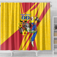 Personalized Colombia Football Vulture Mascot Shower Curtain Vibrant Barranquilla Carnival Style - Vueltiao Hat And Accordion