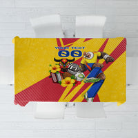 Personalized Colombia Football Vulture Mascot Tablecloth Vibrant Barranquilla Carnival Style - Vueltiao Hat And Accordion