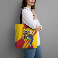 Personalized Colombia Football Vulture Mascot Tote Bag Vibrant Barranquilla Carnival Style - Vueltiao Hat And Accordion