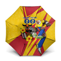 Personalized Colombia Football Vulture Mascot Umbrella Vibrant Barranquilla Carnival Style - Vueltiao Hat And Accordion