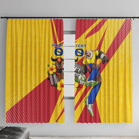 Personalized Colombia Football Vulture Mascot Window Curtain Vibrant Barranquilla Carnival Style - Vueltiao Hat And Accordion