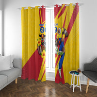 Personalized Colombia Football Vulture Mascot Window Curtain Vibrant Barranquilla Carnival Style - Vueltiao Hat And Accordion