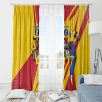 Personalized Colombia Football Vulture Mascot Window Curtain Vibrant Barranquilla Carnival Style - Vueltiao Hat And Accordion