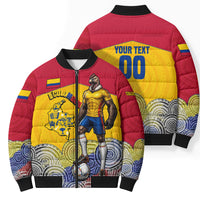 Personalized Colombia Football Bomber Puffer Jacket Vulture Mascot Sombrero Vueltiao Map