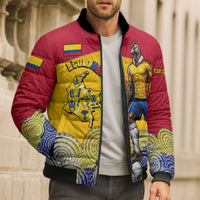 Personalized Colombia Football Bomber Puffer Jacket Vulture Mascot Sombrero Vueltiao Map