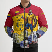 Personalized Colombia Football Bomber Puffer Jacket Vulture Mascot Sombrero Vueltiao Map