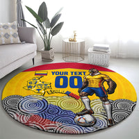 Personalized Colombia Football Round Carpet Vulture Mascot Sombrero Vueltiao Map