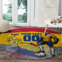 Personalized Colombia Football Round Carpet Vulture Mascot Sombrero Vueltiao Map