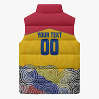 Personalized Colombia Football Sleeveless Puffer Jacket Vulture Mascot Sombrero Vueltiao Map