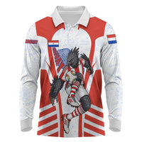 Personalized Paraguay Soccer Long Sleeve Polo Shirt Harpy Eagle Mascot Football Flag