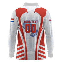 Personalized Paraguay Soccer Long Sleeve Polo Shirt Harpy Eagle Mascot Football Flag