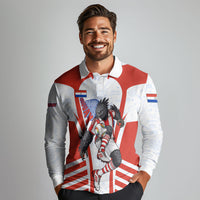 Personalized Paraguay Soccer Long Sleeve Polo Shirt Harpy Eagle Mascot Football Flag