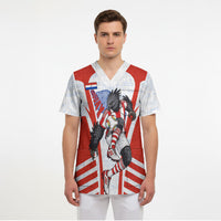 Personalized Paraguay Soccer Scrub Top Harpy Eagle Mascot Football Flag