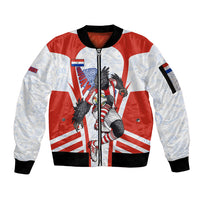 Personalized Paraguay Soccer Sleeve Zip Bomber Jacket Harpy Eagle Mascot Football Flag