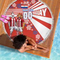 Personalized Paraguay Football Beach Blanket Lion Eagle Mascot Floral