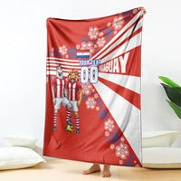 Personalized Paraguay Football Blanket Lion Eagle Mascot Floral