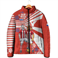 Personalized Paraguay Football Padded Jacket Lion Eagle Mascot Floral