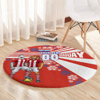 Personalized Paraguay Football Round Carpet Lion Eagle Mascot Floral
