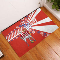 Personalized Paraguay Football Rubber Doormat Lion Eagle Mascot Floral