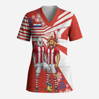 Personalized Paraguay Football Scrub Top Lion Eagle Mascot Floral