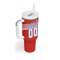 Personalized Paraguay Football Tumbler With Handle Lion Eagle Mascot Floral