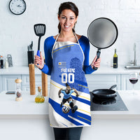 Personalized Uruguay Soccer Southern Lapwing Apron Uruguayan Football Blue Topographic Pattern