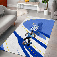Personalized Uruguay Soccer Southern Lapwing Area Rug Uruguayan Football Blue Topographic Pattern