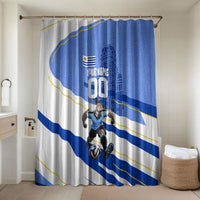 Personalized Uruguay Soccer Southern Lapwing Bathroom Set Uruguayan Football Blue Topographic Pattern