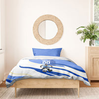 Personalized Uruguay Soccer Southern Lapwing Bedding Set Uruguayan Football Blue Topographic Pattern