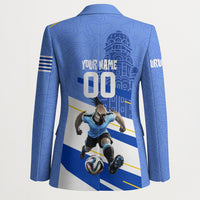 Personalized Uruguay Soccer Southern Lapwing Blazer Uruguayan Football Blue Topographic Pattern